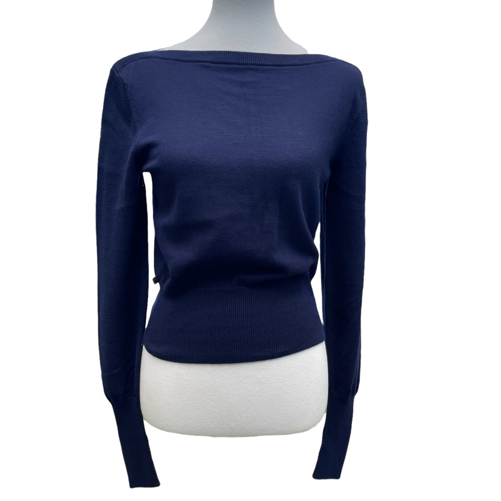 Ralph Ralph Lauren Navy Long Sleeve Boat Neck Knit Sweater